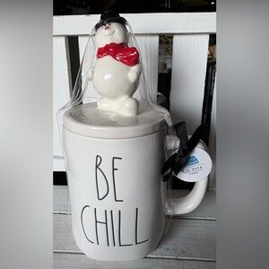 Rae Dunn White Mug with Snowman Lid
